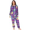 RPLIFE Tuta intera con cappuccio, motivo cachemire floreale, rosa, giallo, viola, divertente, da indossare in casa con cappuccio, per l'inverno, Paisley Floreale Rosa Giallo Viola, XXX-Large