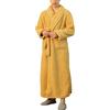 Tobysper Accappatoio da uomo in pile senza cappuccio, in corallo, lungo, morbido, con collo sciallato, per la casa, biancheria da notte, giallo., 3XL
