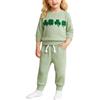 Generic Elegante Completo Bambini per San Patrizio con Maglia a Maniche Lunghe e Pantaloni Comodi Stampati Ricamati #0126A