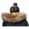 Adynice Piumino da donna con collo in vera pelliccia Piumino staccabile con collo in pelliccia di procione cappuccio unisex lungo60CM larghezza14CM