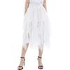 zffriction Donna Gonna Lunga in Tulle a Vita Alta Elastica Irregolare Estiva per Quotidiana, Carnevale, Party (IT, Testo, Taglia Unica, Regular, Regular, Bianco)