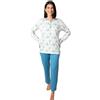 Leo Corsetteria Pigiama Donna Lungo Serafino Profondo con Bottoni 100% Cotone Caldo Bianco Ottanio Taglia XL FBA