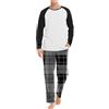 Cexiakong Pigiama lungo da uomo, in cotone, invernale, in due pezzi, con maniche lunghe e pantaloni pigiama a quadretti, per uomo e inverno, Nero , XL