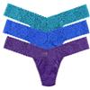 Hanky Panky Daily Lace Low Rise Thong - Mutande Donna in Pizzo Elasticizzate, Set 3 Pz, Tanga Donna con Vita Bassa - Slip Donna Cotone e Nylon, Lingerie per Completo Intimo Donna, Taglia Unica