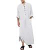 YAOHUOLE Uomini Cotone Lino Caftano Abiti Musulmani Uomo Uomo Casual Kaftan Thobe, bianco, L