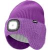 ATNKE LED Illuminato Berretto Cappello con Paraorecchie,USB Ricaricabile 4 LED Corsa Cappello Lampada Invernale Calda Pile Foderato Lavorato Beanie Regali per Uomo e Donna