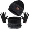TAGVO 3in1 Inverno Berretto Scaldacollo Guanti Set,Ultra Morbido Elastico Addensare Caldo Pile Fodera Cappello In Maglia Berretto Sciarpa,3 Dita Guanti Touch Screen,Coordinati invernali da Uomo Donna