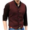 Solovedress Gilet da uomo vintage classico in lana gilet da abito formale vestibilità regolare gilet da abito per matrimonio testimoni dello sposo, borgogna, S