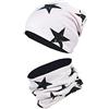 TupTam Berretto e Sciarpa Scaldacollo Coordinati per Bambini, Stelle Nero/Rosa, 54-56