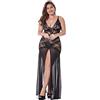 LINGERLOVE Donna Pizzo Lingerie Sexy Biancheria Intima da Notte Lungo Camicia Abito con Perizoma