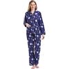 Amaxer Pigiama Donna Cotone Lungo 100% in Flanella Pigiama Invernale Manica Lunga Indumenti da Notte Tuta da Notte e Pantaloni Blu Girasole L