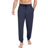 PrinStory Pantaloni pigiama da uomo in maglia, morbidi, comodi, con tasche, pantaloni da pigiama, blu navy, XL