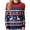 QIXING Maglioni natalizi da donna divertenti con albero di Natale e renna, a maniche lunghe, maglia