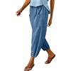 Placitiume Pantaloni capri casual da donna, pantaloni larghi estivi con coulisse in vita elastica | Pantaloni larghi con fondo a lanterna con tasche