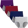 Lohhbve Mutandine da donna a vita alta, confezione da 4 mutandine mestruali traspiranti a tenuta stagna mutandine in cotone, Colore 1, L
