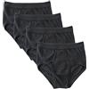 HERMKO 3240 Slip da Uomo con Patta, Mutande con Elastico, Intimo Bianco a Coste Lavabile ad Alte Temperature, 100% Cotone ('Stile Classico') - Confezione da 4 Pezzi, Farbe:Nero, Größe Herren:3 (S)