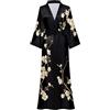 EORUBE Vestaglia da donna lunga con stampa floreale, kimono in raso setoso, accappatoio da notte, vestaglia per addio al nubilato, Taglia unica