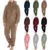 Cexiakong Jumpsuit Uomo Jumpsuit Comodo Pigiama con Cappuccio in Pile Overall Pyjama Coppia Termico Peluche Indumento Termico Indumento Termico Strampler Biancheria da Notte Bello, cachi, 5XL