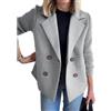 Suncadmious Giacca Casual da Donna Primaverile con Risvolto e Bottoni in Maglia con Maniche Patchwork Cravatta da Lavoro Blazer Casual in Tweed Doppiopetto (Grigio,S)