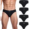 wirarpa Slip Uomo Microfibra Pacco da 4 Mutande Elastico Nero Taglia XL