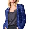 EMUKFD Giacche da donna con paillettes aperto sul davanti blazer cardigan casual manica lunga party club concerto scintillante cappotto elegante S-XXL, Marina Militare, XXL