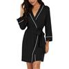 PrinStory Accappatoio da donna, corto, scollo a V, maniche a 3/4, vestaglia leggera, kimono