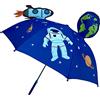 HECKBO Ombrello per Bambini, Astronauta, Spazio, Universo - Razzo, Terra, Pianeti, Satellite - Pannello trasparente di sicurezza - Ombrello per ragazzi e ragazze - Scuola e Asilo - L: 59cm, Ø 73cm