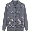 MOCUC Cardigan Donna Maglione da Donna A Maniche Lunghe con Bottoni, Motivo Floreale, da Vecchia Signora, in Maglia, Abbigliamento Autunno Inverno 50 80 Anni, Cappotto in Maglia con Tasche, Grigio X