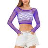 LemonGirl LEMON GIRL - Maglia a rete da donna, a maniche lunghe, babydoll, taglia unica, taglia 38-48, Blu, taglia unica