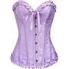Kelvry - Corsetto da Donna, Stile Sexy, Gotico, in Raso e Pizzo, Snellente, per Ventre Piatto, Taglia Grande, Viola-3., XS