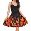 Suhoaziia Abiti da donna estivi casual swing tank, abiti da spiaggia senza maniche per ragazze, Fiamme Fuoco, L