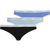 Calvin Klein Donna Perizomi Confezione da 3 Thong Intimo, Marrone (Sterling Blue/Black/Glacier), M