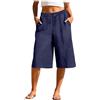 Generico Pantaloni Donna Estivi Cotone Lino Lunghi Larghi Pantaloni Gamba Dritta Elastica Vita Alta Pantalone Casual Leggeri Comodi Tinta Unita Pants Eleganti Gamba Larga Comodi Alta Pantalone Largo Tasche