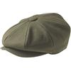 Peaky Blinders, Berretto Piatto a 8 Spicchi in Stile "Newsboy", in Tweed di Lana Verde Muschio M