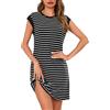 Uniexcosm Camicia da Notte Donna a Righe Pigiama con Maniche Raglan Pigiama Estivo Donna Stile Casual