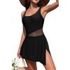 SHEKINI Donna Costume da Bagno con Gonna a Rete Pancia Controllo One Piece Costumi da Bagno con Nodo Laterale Costruito in Slip da Bagno Skirted Swimwear