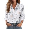 Zeagoo Camicia Donna Elegante Lunga Blusa Manica Primavera Estate Fiore Collo Alto Bluse Button-Down Senza Stiro Camicia BusinessBianco Floreale S