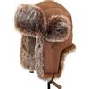 YEKEYI Cappello da aviatore russo invernale da uomo e donna in pelliccia sintetica di coniglio con paraorecchie antivento