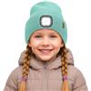 ATNKE Bambini LED Cappello con Luce, USB Ricaricabile 4 LED Corsa Torcia Mani Libere Testa Lampada Invernale Calda Pile Foderato Berretto Lavorato Maglia Regali per Ragazzi e Ragazze/Bud Green