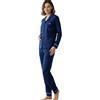 Viterbo Biancheria Pigiama Donna Caldo Cotone Interlock Abbottonato con Bottoni LWW00123 Manica Lunga Pantalone Lungo Autunno Inverno (Blu, L)