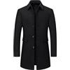 Generic Cappotto in misto lana da uomo, classico, invernale, caldo, soprabito lungo da uomo, giacca elegante con tasche