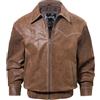 FLAVOR Giacca Bomber In Pelle Genuina Uomo Giacca Casual Autunno Inverno