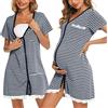 Uniexcosm Camicie da Notte Parto Cotone Camicia Notte Premaman con Scollo A V Manica Corta Aperto Anteriore Camicia da Notte Donne Gravidanza