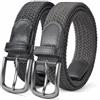 PlusZis Cintura da uomo, cintura elastica intrecciata, cintura casual in tessuto elasticizzato 1 3/8, con scatola regalo.