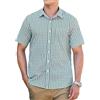 HISDERN Camicia Uomo Quadri a Manica Corta Verde Bottoni Cotone Camicie Estiva Scozzese Uomo con Tasche Regular Fit L