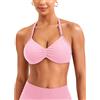 ZAAYO Reggiseno senza ferretto per donna, senza cuciture, scollatura profonda a V, push-up, con imbottitura, per palestra, yoga, top con spalline regolabili, Colore: rosa., M