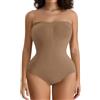FXTYK Body da Donna Snellente, Shapewear con Scollo a V, Top Tanga Senza Spalline, Bodysuit Modellante, con Spallacci Regolabili e Rimovibili, per Biancheria Intima da Donna, Slip, L
