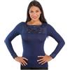 Carol Maglia Maniche Lunghe Donna con Inserti in Pizzo
