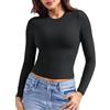 ZAAYO Maglia a maniche lunghe basic sportiva da donna, a compressione, a maniche lunghe