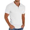 PrinStory Polo da uomo, a maniche corte, con chiusura lampo, per il tempo libero, elasticizzata, slim fit, bianco, S